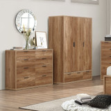 Stockwell Rustic Oak 3 Door 2 Drawer Wardrobe