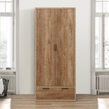 Stockwell Rustic Oak 2 Door 1 Drawer Wardrobe