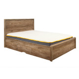 Stockwell Rustic Oak Bed Frame with 2 Drawers (4' Small Double) 