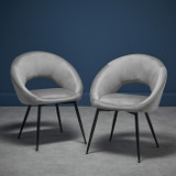 Lulu Pair of Grey Velvet Open Back Dining Chairs