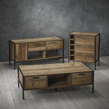Hoxton Rustic 3 Drawer Wine Cabinet
