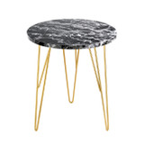 Fusion Black Marble Side Table with Gold Hairpin Legs 