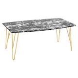 Fusion Black Marble Coffee Table with Gold Hairpin Legs