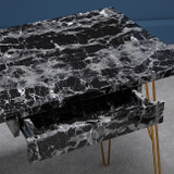 Fusion Black Marble 1 Drawer Desk with Gold Hairpin Legs