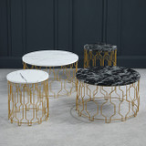 Grace Black Marble and Gold Side Table