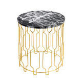 Grace Black Marble and Gold Side Table