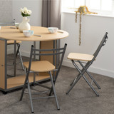 Budget Butterfly Folding Space Saving Dining Set in Beech and Silver
