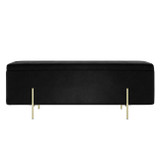 Lola Black Velvet Storage Ottoman with Gold Legs