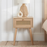 Croxley 1 Drawer Oak and Rattan Bedside Table