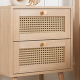 Croxley 2 Drawer Oak and Rattan Bedside Table