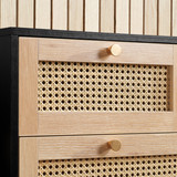 Croxley 5 Drawer Black and Rattan Drawer Chest