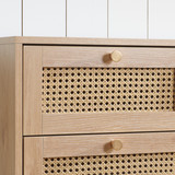 Croxley 5 Drawer Oak and Rattan Drawer Chest