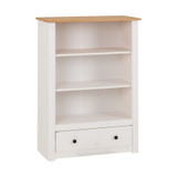 Panama White and Natural Wax 1 Drawer Bookcase