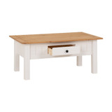 Panama White and Natural Wax 1 Drawer Coffee Table