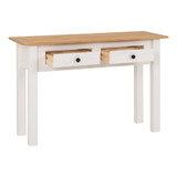 Panama White and Natural Wax 2 Drawer Console Table