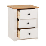 Panama White and Natural Wax 3 Drawer Bedside Chest