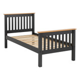 Monaco Grey and Oak Pine High Foot End Bed Frame (3' Single)