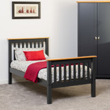 Monaco Grey and Oak Pine High Foot End Bed Frame (3' Single)