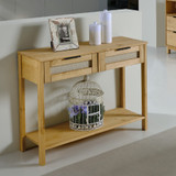 Corona Pine and Rattan 2 Drawer Console Table