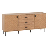 Leon Herringbone Oak Retro  2 Door 3 Drawer Sideboard