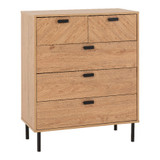 Leon Herringbone Oak Retro 3+2 Drawer Chest