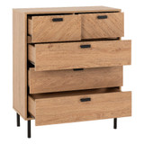 Leon Herringbone Oak Retro 3+2 Drawer Chest