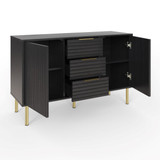 Nervata Black 2 Door 3 Drawer Sideboard with Gold Legs