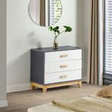 Cleveland White, Grey and Oak Effect 3 Drawer Chest