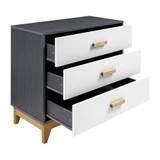 Cleveland White, Grey and Oak Effect 3 Drawer Chest