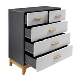 Cleveland White, Grey and Oak Effect 3+2 Drawer Chest
