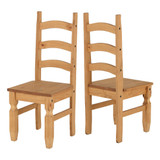 Pair of Corona Distressed Waxed Pine Dining Chairs