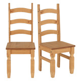 Pair of Corona Distressed Waxed Pine Dining Chairs