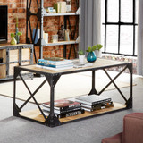 Ascot Industrial Reclaimed Wood and Metal Coffee Table