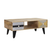 Sorio Reclaimed Wood and Metal 4 Drawer Coffee Table