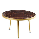 Dark Gold Reclaimed Wood Round Coffee Table