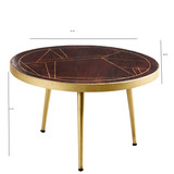 Dark Gold Reclaimed Wood Round Coffee Table