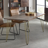 Dark Gold Reclaimed Wood Dining Table with Gold Legs