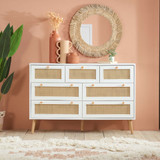 Croxley 7 Drawer White and Rattan Drawer Chest