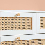 Croxley 7 Drawer White and Rattan Drawer Chest