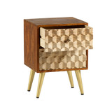 Edison 2 Drawer Side Table with Gold Legs