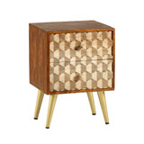 Edison 2 Drawer Side Table with Gold Legs