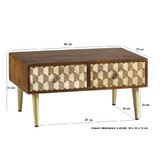 Edison 2 Drawer Coffee Table with Gold Legs