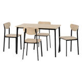 Riley Black and Oak Dining Table Set with 4 Chairs