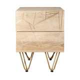 Light Gold Reclaimed Wood 2 Drawer Side Table