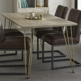 Light Gold Reclaimed Wood Dining Table with Gold Legs