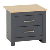 Portland Grey and Oak 2 Drawer Bedside