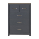 Portland Grey and Oak 3+2 Drawer Chest