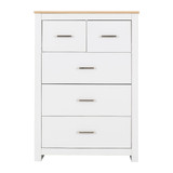 Portland White and Oak 3+2 Drawer Chest