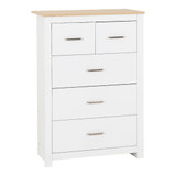 Portland White and Oak 3+2 Drawer Chest