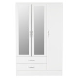 Nevada White Gloss 3 Door 2 Drawer Mirrored Wardrobe